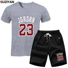 Laden Sie das Bild in den Galerie-Viewer, Men Sets Summer T-Shirt Men&#39;s Suits Lastest 2019 Fashion Short Sleeve T-Shirt Set Jordan23 Tee Shirts Hipster Cool Tops+Shorts