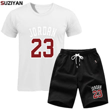 Laden Sie das Bild in den Galerie-Viewer, Men Sets Summer T-Shirt Men&#39;s Suits Lastest 2019 Fashion Short Sleeve T-Shirt Set Jordan23 Tee Shirts Hipster Cool Tops+Shorts