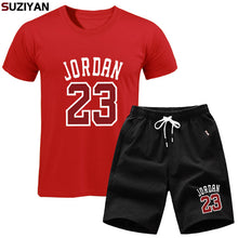 Laden Sie das Bild in den Galerie-Viewer, Men Sets Summer T-Shirt Men&#39;s Suits Lastest 2019 Fashion Short Sleeve T-Shirt Set Jordan23 Tee Shirts Hipster Cool Tops+Shorts