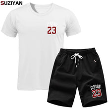 Laden Sie das Bild in den Galerie-Viewer, Men Sets Summer T-Shirt Men&#39;s Suits Lastest 2019 Fashion Short Sleeve T-Shirt Set Jordan23 Tee Shirts Hipster Cool Tops+Shorts