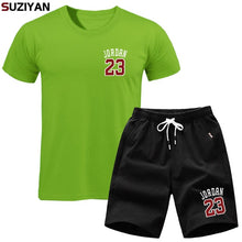 Laden Sie das Bild in den Galerie-Viewer, Men Sets Summer T-Shirt Men&#39;s Suits Lastest 2019 Fashion Short Sleeve T-Shirt Set Jordan23 Tee Shirts Hipster Cool Tops+Shorts