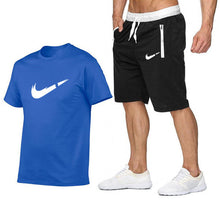 Laden Sie das Bild in den Galerie-Viewer, 2019 Summer Hot Sale Men&#39;s Sets T Shirts+shorts Two Pieces Sets Casual Tracksuit new Male Casual Tshirt Fitness trousers men Set