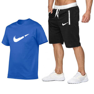 2019 Summer Hot Sale Men's Sets T Shirts+shorts Two Pieces Sets Casual Tracksuit new Male Casual Tshirt Fitness trousers men Set