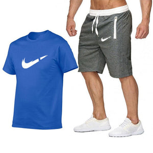 2019 Summer Hot Sale Men's Sets T Shirts+shorts Two Pieces Sets Casual Tracksuit new Male Casual Tshirt Fitness trousers men Set