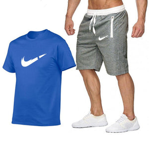 2019 Summer Hot Sale Men's Sets T Shirts+shorts Two Pieces Sets Casual Tracksuit new Male Casual Tshirt Fitness trousers men Set