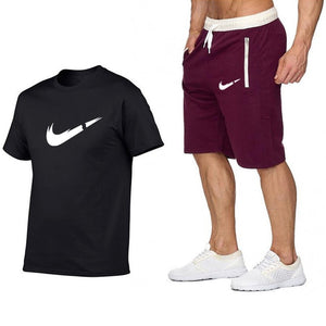 2019 Summer Hot Sale Men's Sets T Shirts+shorts Two Pieces Sets Casual Tracksuit new Male Casual Tshirt Fitness trousers men Set