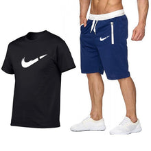 Laden Sie das Bild in den Galerie-Viewer, 2019 Summer Hot Sale Men&#39;s Sets T Shirts+shorts Two Pieces Sets Casual Tracksuit new Male Casual Tshirt Fitness trousers men Set