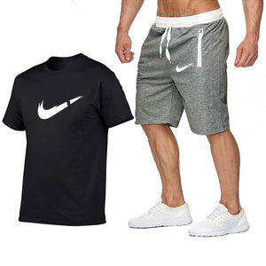 2019 Summer Hot Sale Men's Sets T Shirts+shorts Two Pieces Sets Casual Tracksuit new Male Casual Tshirt Fitness trousers men Set