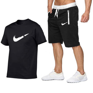 2019 Summer Hot Sale Men's Sets T Shirts+shorts Two Pieces Sets Casual Tracksuit new Male Casual Tshirt Fitness trousers men Set