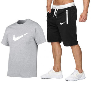 2019 Summer Hot Sale Men's Sets T Shirts+shorts Two Pieces Sets Casual Tracksuit new Male Casual Tshirt Fitness trousers men Set