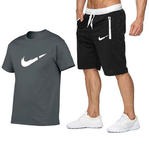 2019 Summer Hot Sale Men's Sets T Shirts+shorts Two Pieces Sets Casual Tracksuit new Male Casual Tshirt Fitness trousers men Set