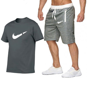 2019 Summer Hot Sale Men's Sets T Shirts+shorts Two Pieces Sets Casual Tracksuit new Male Casual Tshirt Fitness trousers men Set