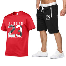 Laden Sie das Bild in den Galerie-Viewer, Tracksuit Men Sets Male Sweatshirt Pants Summer Men&#39;s Cropped T Shirt Shorts Casual Suits Sportswear Mens Clothing