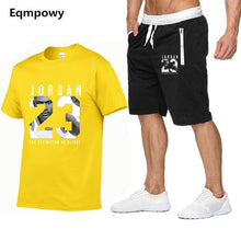 Laden Sie das Bild in den Galerie-Viewer, Tracksuit Men Sets Male Sweatshirt Pants Summer Men&#39;s Cropped T Shirt Shorts Casual Suits Sportswear Mens Clothing