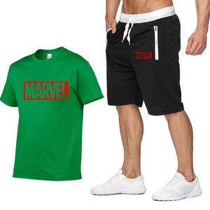 New Summer new Sale Men's Sets T Shirts+Shorts Two Pieces Sets Casual Tracksuit MARVEL brand Tshirt Gyms Fitness Sportswears set