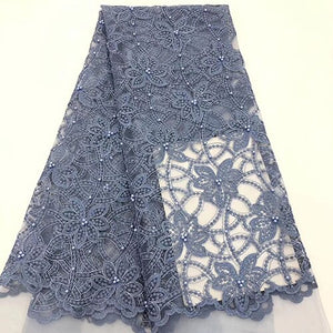 High Quality African Lace Fabrics Purple French Net Embroidery Beaded Tulle Lace Fabric Best Selling 2019 Sewing Products