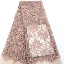 Laden Sie das Bild in den Galerie-Viewer, High Quality African Lace Fabrics Purple French Net Embroidery Beaded Tulle Lace Fabric Best Selling 2019 Sewing Products